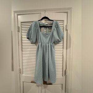 Listicle Mint Green Textured Knit Dress w/ bubble sleeves